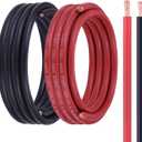 6 Gauge Battery Cable, 15FT Red + 15FT Black 6 AWG Welding Cable, Flexible Stranded Oxygen-Free Copper Wire for Automotive, Battery, Solar, Marine and Generator