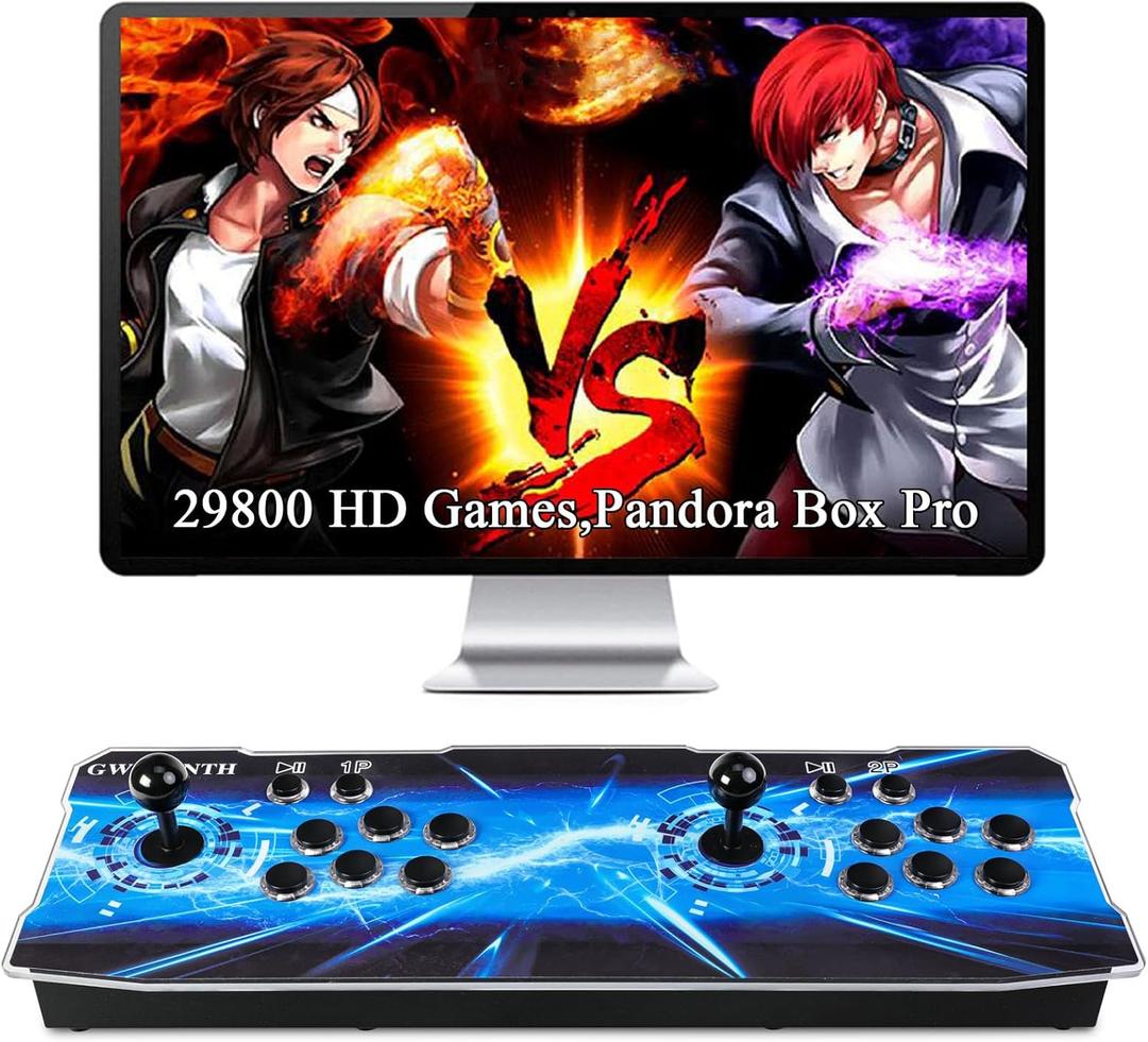 GWALSNTH 29800 in 1 Pandora Box 60S Arcade Console, Plug and Play Video Game, 1280X720 Display, 3D Games, Search/Save/Hide/Pause, 1-4 Players