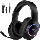 AOC Wireless Gaming Headset Compatible with PS5/4, Nintendo Switch, PC, Bluetooth 5.4 & 2.4GHz Gaming Headphones with Noise Canceling Mic, RGB, Type-C, 20ms Latency, 45H, 7.1 Virtual Surround- Black