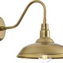 10 Inch Gooseneck Barn Light for Farmhouse, Brass Exterior Barn Style Light Fixture with Wall Mount, Outside Goose Neck Wall Sconce for Front Door Porch Patio Garage