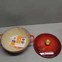 Le Creuset Enameled Cast Iron Holly Collection Soup Pot, 4.5 qt., Cerise with Gold Knob