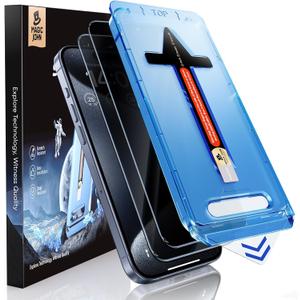 MAGIC JOHN 2 Pack for iPhone 15 Pro (6.1 inch) Privacy Glass Screen Protector, Anti-spy Tempered Glass Film, Auto Dust-Elimination Installation, Bubble Free, Case Friendly