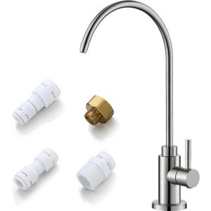 Water Filter Faucet, VMASSTONE Reverse Osmosis Faucet Fits Most RO Units or Water Filtration System in Non-Air Gap, Lead-Free Stainless Steel Drinking Water Faucet for Bar Kitchen Sink, RV (DM001 BN) (Brushed)