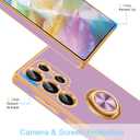 Fingic for Galaxy S25 Ultra Case[with 360Rotatable Ring Holder] Support Magnetic Car Mount Shiny Plating Gold Slim Thin Soft TPU Rugged Bumper Anti-Scratch Case for Galaxy S25 Ultra,Lavender Purple