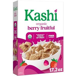 Kashi Breakfast Cereal, Organic, Fiber Cereal, Berry Fruitful, 17.2oz Box (1 Box) Exp. 01/08/27