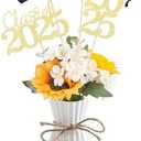 Class of 2025 Graduation Decoration Centerpieces for Tables, 2025 Graduation Table Double-Sided Toppers Party Centerpiece Sticks Party Supplies (16 PCS, Gold & Black)