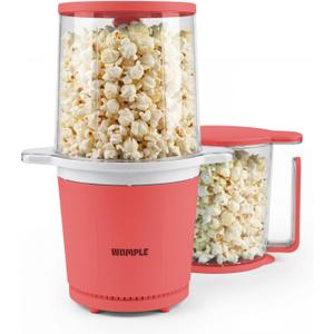 Air Popper Popcorn Machine - 10-Cup Air Pop Popcorn Maker with Measuring Cup - Hot Air Popped Oil-Free Compact Popcorn Popper - Movie Nights & Parties - Red