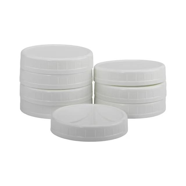 Mainstays Pack of 12 BPA-Free Plastic Wide Mouth Canning Mason Jar Lids, White  