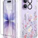 for iPhone 17 Case,[3 in 1] with Screen Protector & Camera Lens Protector, Flower Pattern Design,Clear Soft Shockproof Slim Floral Phone Cover for Women Girls 2025 6.3" (Blooming Flowerets)