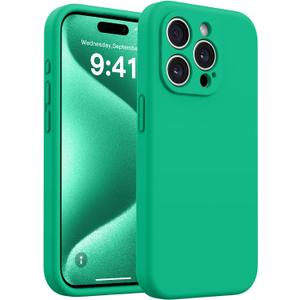 AOTESIER Magnetic for iPhone 15 Pro Case, Upgraded Full Camera Protection | Food Grade Silicone | MagSafe Compatible | Shockproof Protective Phone Case with Anti-Scratch Lining, Emerald Green