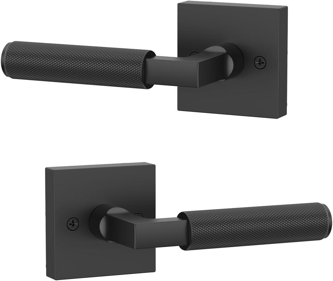 Asidrama 4 Pack Black Dummy Door Handles, Non-Turning Decorative Door Lever with Door Knobs for Closet, French Double Doors, Pantry & Interior Push/Pull Use