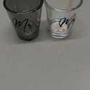 Sumind 2 Pcs Mr and Mrs Bride and Groom Wedding Glasses Funny Bride 2 oz Mr and Mrs Engagement Gift Stemless Glass for Newlyweds Couples(Black Lettering, 1 Dark Tan and 1 Clear)