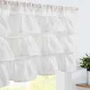 jinchan Ruffled Valance Curtain Slubbed Crossed Kitchen Valance Vintage Shabbychic Style for Living Room Small Windows 18 Inch Cottagecore Farmhouse Half Window Rod Pocket 1 Panel White