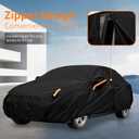 Waterproof Car Cover All-Weather, Heavy-Duty Outdoor Full Exterior Automobiles Snow Cover for Sedan 204-208 inch with Sun Visor,Zippered & Storage Bag - Black