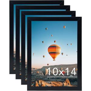 JCJMY 10x14 Picture Frame Set of 4 Black for 30 x 40cm Diamond Painting Art, Wall Mounting Horizontally or Vertically, 10 x 14 Wall Gallery Poster Photo Frame with Durable Shatter Resistant