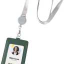 Genuine Leather id Badge Holder with Lanyard,Soft,ID Card Holder,Up to 20 Colors and Grains to Choose,frommultiple Card Slots,Vertical Work Name Badge case (198)