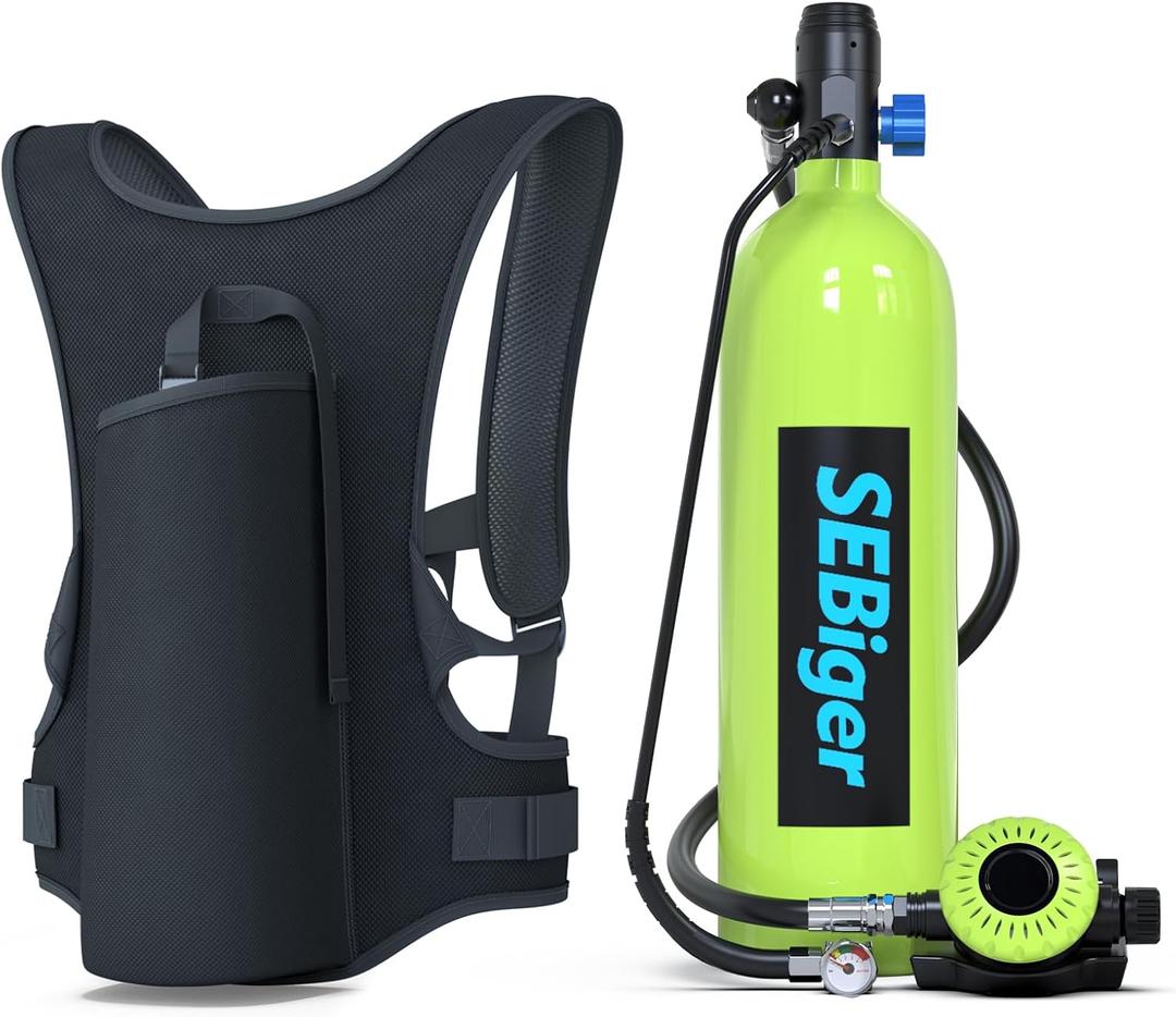 Mini Scuba Tank 1.9L Support Underwater Breathing Reusable Diving Tank Kit with DOT Certified Pony Bottle for Underwater Exploration/Entertainment