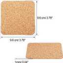 60 Pieces Self Adhesive Cork Coasters Squares/Round 4 x 4 Cork Mats Backing Sheets for DIY Coasters Crafts Backing Tiles Supplies(Square)