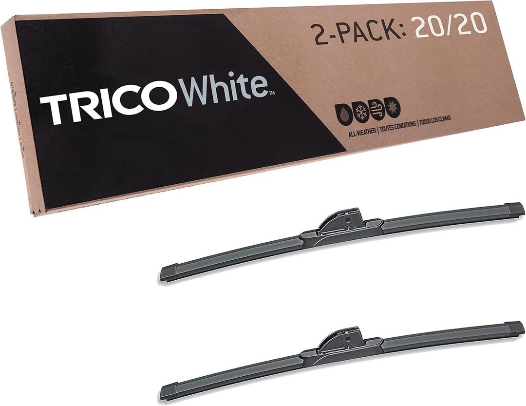TRICO White 20" + 20" Extreme Weather Premium Winter Automotive Replacement Windshield Wiper Blades (Set of 2), Passenger and Driver Side All-Weather Beam Wiper Blades for Select Vehicle Models (20" + 20" Pair Pack)