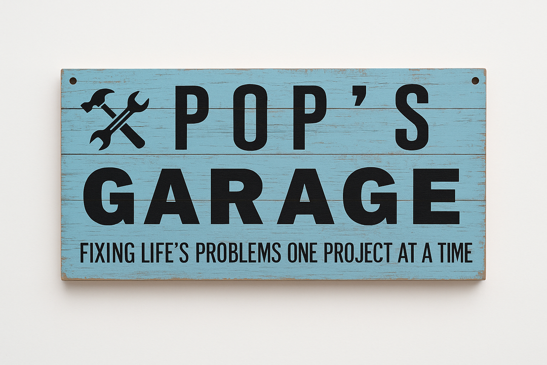 SET OF 3, Wood Sign for Grandpa - Pop pop's Garage - Vintage Wooden Hanging Wall Plaque,Funny Gift for Grandpa ,Garage Decor Workshop & Farmhouse Wall Decor Gift for Grandfather(POP POP'S).
