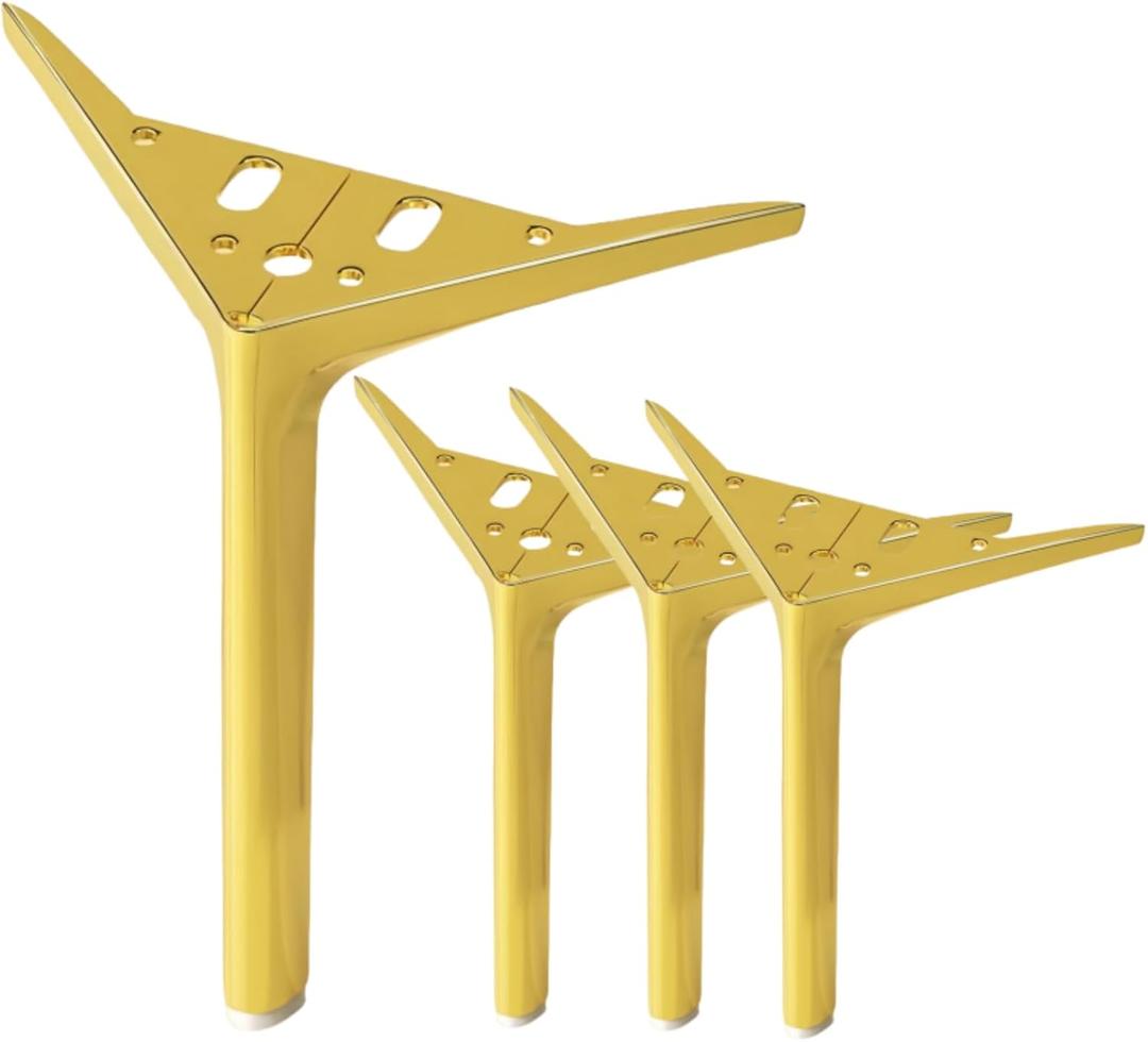 8 Inch Gold Metal Furniture Legs Heavy Duty Triangle Furniture Feet DIY Modern Replacement Legs for Cabinet Sofa Couch Chair-Set of 4