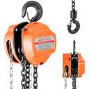 VEVOR Hand Chain Hoist, 1 Ton 2200 lbs Capacity, Manual Chain Block with Upgrade G80 Galvanized Chain, 10 ft Lifting Height, Heavy Duty Pulley Hoist for Garage Warehouse Automotive Machinery, Orange