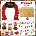 Gersoniel 15 Pcs Derby Day Horse Party Decoration Kit Derby Party Supply 6.6 ft Red Rose Arch Backdrop 2 Rose Garland 10 Horse Racing Cardstock Cutout 2 Hay Box Centerpiece for Race Day Celebration