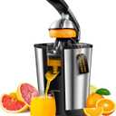 Electric Orange Juicer, Citrus Juicer Squeezer with 2 Cones and Soft Grip Handle for Effortless Juicing, Stainless Steel Quiet Orange Juice Extractor Machines for Lime Grapefruit Lemon (Black)