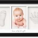Baby Hand and Footprint Kit - Clay Handprint Keepsake Frame, Newborn Nursery Picture Frame, Personalized New Mom Gifts for Baby Shower & Registry (Onyx Black) (Duo Frame, 13" x 7.9")