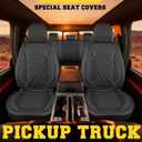 LINGVIDO Truck Seat Covers for 2009-2025 Ram 1500 2500 3500 Crew Cab (60/40 Split Bench Rear ONLY), Waterproof Faux Leather Seat Covers for Trucks, Full Set Front & Curved Rear, Black