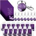 Junkin Funeral Favors for Guest Including Remember Keychain Prayer Cards Organza Bags for Memorial Celebration of Life(Purple,24 Sets)