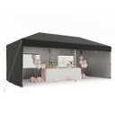 10x20 Pop Up Canopy Tent with 4 Sidewall - One-Button Instant Setup, Heavy-Duty 210D Oxford Fabric & Rust-Proof Frame - 3 Adjustable Heights, Roller Bag, 6 Sandbags - UV Protection for Beach, Party (Black)