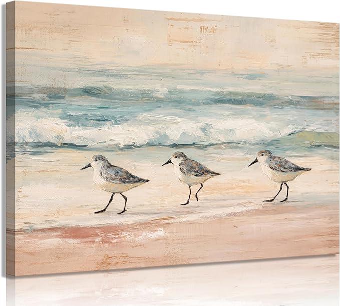 MDHFJEAW Boho Beach Bird Wall Art Coastal Sandpiper Canvas Wall Decor
Sandpiper Wall Art Boho Coastal Picture Gallery Wrapped Beach Bird Poster Print Artwork for Living Room Bathroom 12x16 In
