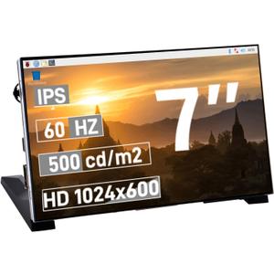 GeeekPi 7-Inch Screen for Raspberry Pi, 1024x600 IPS LCD Display, HDMI Portable Monitor for Pi 5/4B/3B+/3B, Win11/10/8/7, Free-Driver