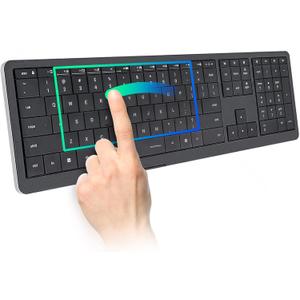 Clevetura CLVX 1 Wireless Keyboard with Trackpad Full Size Bluetooth RGB | Touchpad built into the keys, backlit low-profile scissor switches, multi-device Bluetooth and USB-C, quiet typing