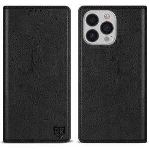 ZZXX for iPhone 13 Pro Wallet Case with [RFID Blocking] Card Slot Stand Strong Magnetic Leather Flip Fold Protective Phone Case for iPhone 13 Pro Case Wallet(Black-6.1 inch)