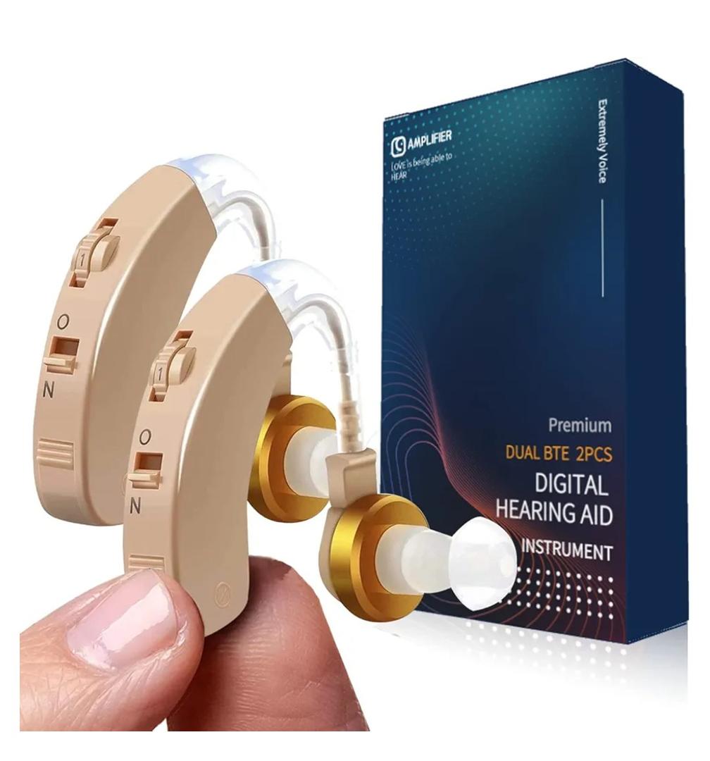 Hearing Aids, Hearing Amplifier for Seniors, Hearing Aids Amplifier with Noise Canceling for Adults Hearing Loss, Invisible Hearing Amplifier 2 Pack Hearing Aids