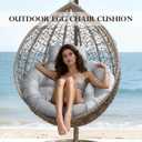 Swing Egg Chair Cushion Waterproof Washable Hanging Chair Cushions with Ties Thicken Large Wicker Egg Chair Cushion Outdoor with Headrest Pillow,Light Grey,45 * 45 in