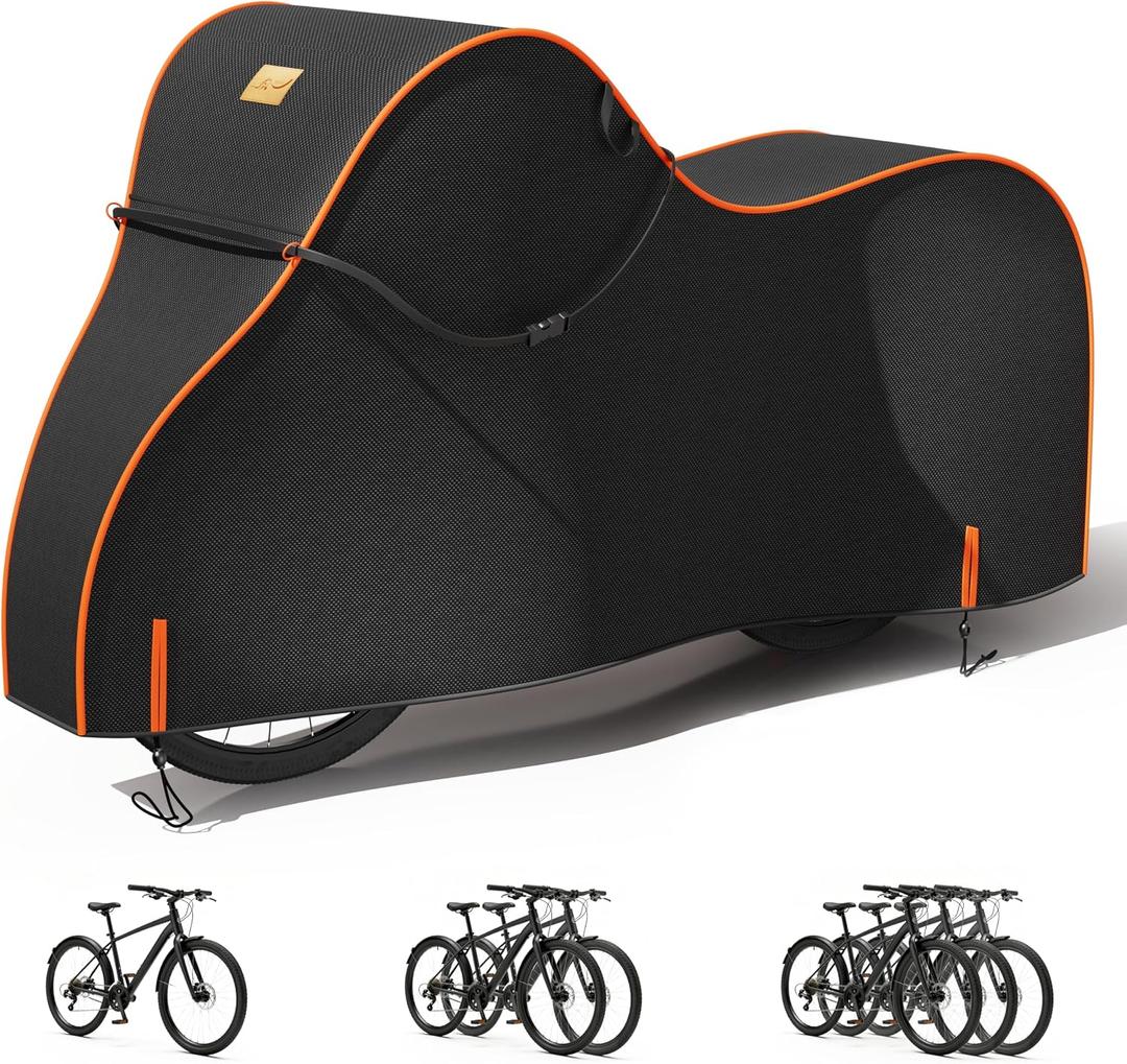 Bike Cover Waterproof Outdoor 600D Heavy Duty Bicycle Covers for 1/2/3 Bikes UV Rain Dust Snow Protection Fits Road, Mountain, Cruiser, Ebike & Electric Bikes