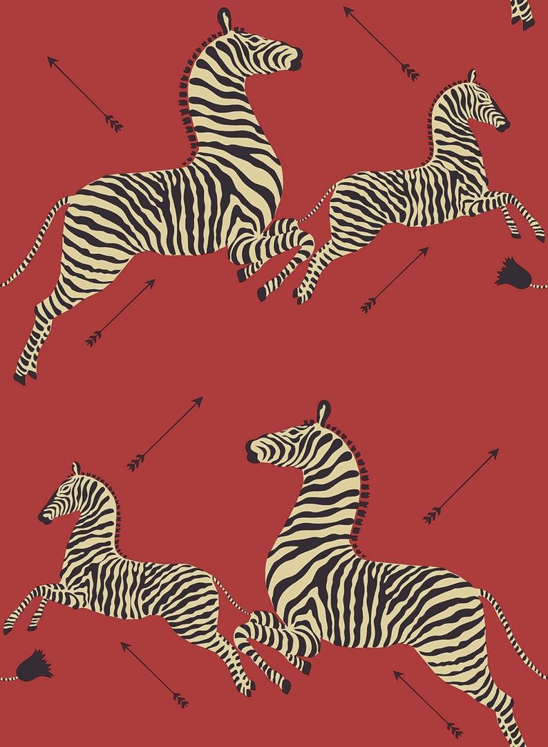 NuWallpaper x Scalamandre Red Masai Zebra Safari Self Adhesive Wallpaper, SCS3869
