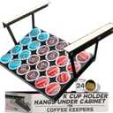 Under Cabinet K Cup Holder 24 Pods  Space-Saving Coffee Pod Holder, Steel Construction  Keurig Pod Organizer for Small Spaces  Kcup Holder with Screws & Adhesive for Easy Installation - BLACK (Black - 13" X 9" X 1")