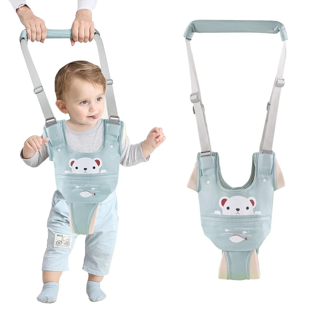 Baby Walking Harness Handheld Baby Walker Assistant Belt Adjustable Toddler Infant Walker Safety Harnesses Standing and Walking Learning Helper with Detachable Crotch for 9-24 Month (Green) 