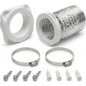 Magnetic Dryer Vent Kit for Tight Spaces - Self-Aligning Mag-Snap Connector, Heat Resistant & Flame Retardant ABS, Airtight Seal, Includes 4" x 2.6ft Flexible Duct & Clamps (Zinc White)