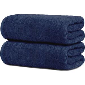 Tens Towels Pack of 2 Extra Large Bath Sheets 35 x 70 Inches, 100% Cotton, Larger & Lighter Weight, Quicker to Dry, Super Soft & Absorbent, Oversized Bath Towels, Navy