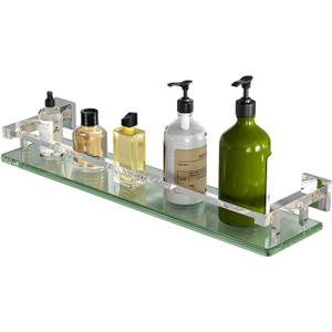 Alise Bathroom Shelves, Polished Chrome Glass Shelf for Bathroom, Modern Floating Shelves, 20 inch