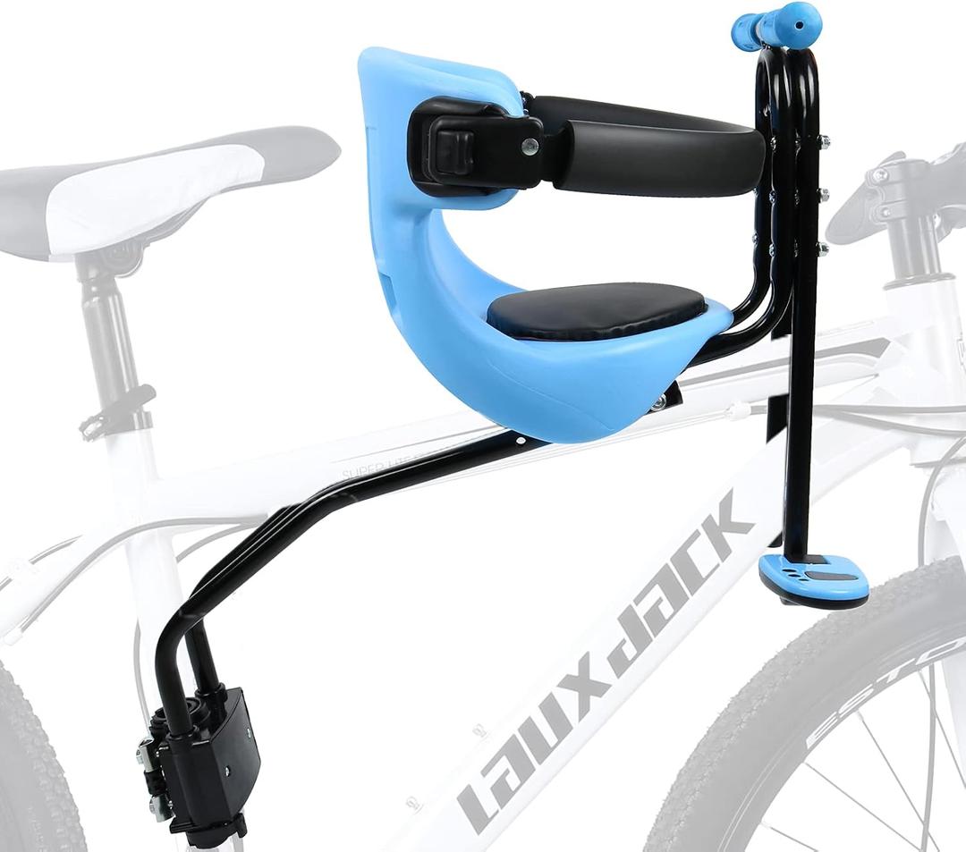 INNOLIFE Baby Bicycle Seat - Front Mounted Child Bike Seat with Handrail, Kids Bike Seat for Adult Bike (Blue)