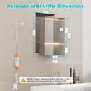 Stainless Steel LED Lights Shower Niche 12" x 18" Recessed 2-Tier Shower Shelf, 12"x12" Upper & 12"x6" Lower Storage, Modern Bathroom Wall Niche (Brushed), W12" x H18"