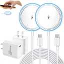 2-Pack Magnetic Wireless Charger, 15W Fast Charging Pad with 20W PD Plug Adapter, 5FT USB C Cable Included, Compatible with iPhone 17/16/15/14/13/12 Series, AirPods 3/2/Pro (2 Sets, White)