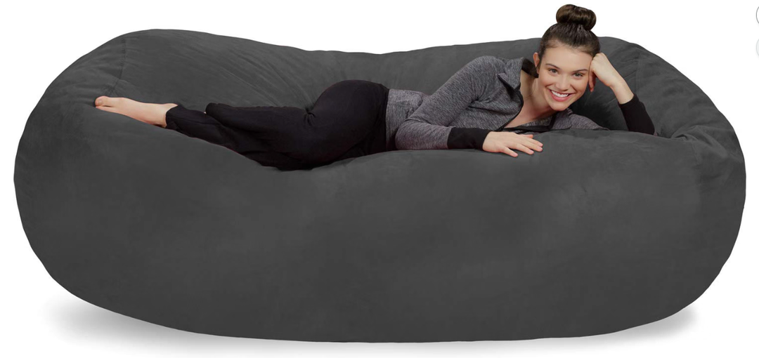 Sofa Sack Bean Bag Chair Cover Only - Beans Not Included - Cover Replacement, 7.5 Foot, Charcoal