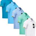ZITY 5 Pack Mens Polo Shirt Short Sleeve Sports Golf Tennis T-Shirt Moisture-Wicking Summer Shirts (M)